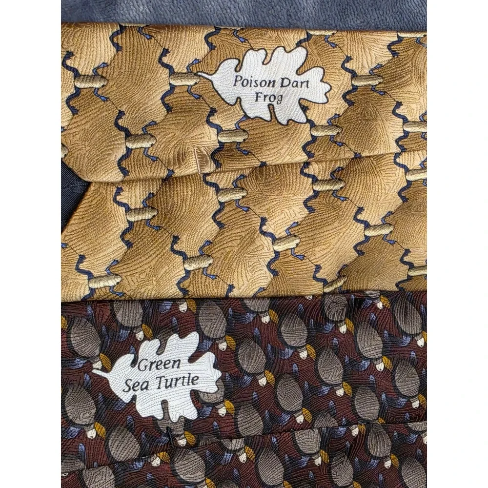 The Nature Conservancy Silk Tie Lot Poison Dart Frog Sea Turtle Karen Wertz